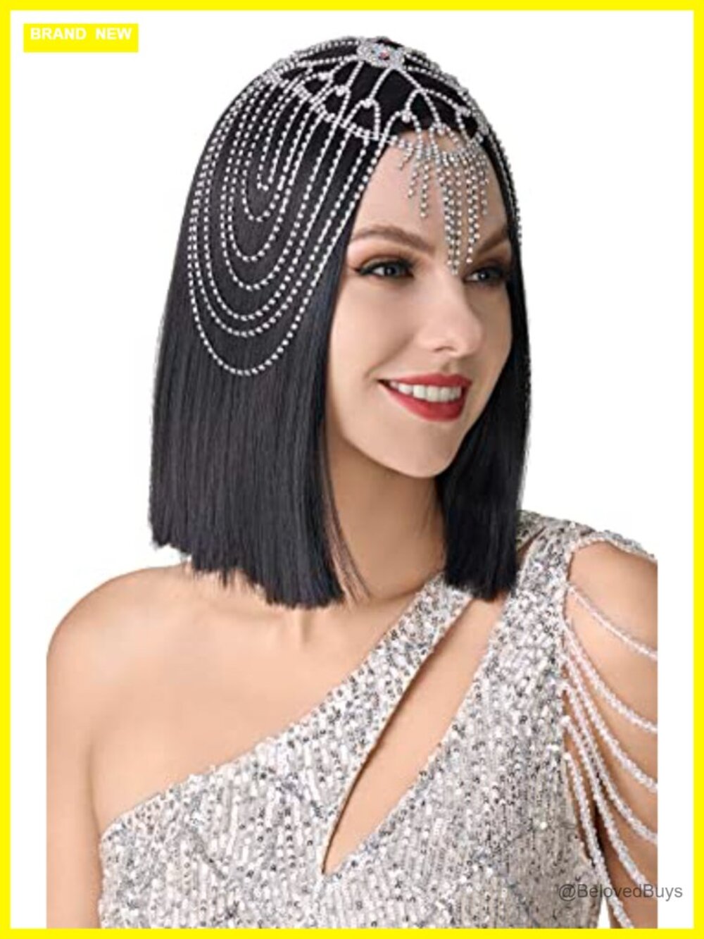Vintage Crystal Rhinestone Flapper Cap Headpiece 1920s Gatsby Party Hair